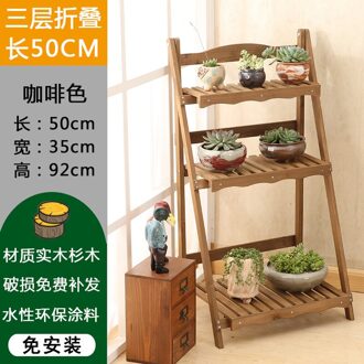 Multi Lagen Massief Houten Plant Stand Mediterrane Vintage Plant Plank Bureau Bloem Rack Stand Tuin Stand Opbergrek 3-laag bruin
