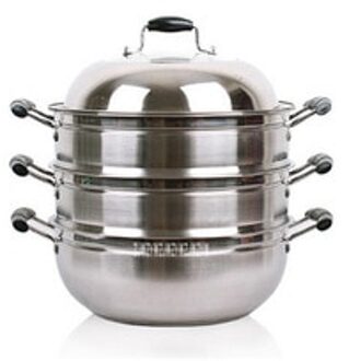 Multi-Layer 201 Roestvrij Staal Stoomboot Wok Hoge Drie-Layer Dikke Dikkere Bodem Stoomboot 34Cm