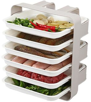 Multi-layer Gerechten Lade Huishouden Keuken Wall Mount Draagbare Rechthoekige Bijgerecht Artefact Plastic Pot Fruitschaal grijs A