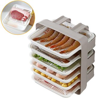 Multi-layer Gerechten Lade Huishouden Keuken Wall Mount Draagbare Rechthoekige Bijgerecht Artefact Plastic Pot Fruitschaal grijs B