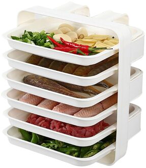 Multi-layer Gerechten Lade Huishouden Keuken Wall Mount Draagbare Rechthoekige Bijgerecht Artefact Plastic Pot Fruitschaal wit A