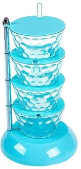 Multi-layer Kruidkruik Praktische Handige Draaibare Spice Case Kruiden Opbergdoos Container voor Restaurant Keuken Thuis blauw 4 Layers