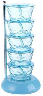 Multi-layer Kruidkruik Praktische Handige Draaibare Spice Case Kruiden Opbergdoos Container voor Restaurant Keuken Thuis blauw 5 Layers