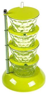 Multi-layer Kruidkruik Praktische Handige Draaibare Spice Case Kruiden Opbergdoos Container voor Restaurant Keuken Thuis groen 4 Layers
