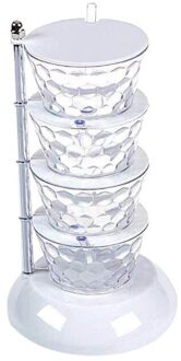 Multi-layer Kruidkruik Praktische Handige Draaibare Spice Case Kruiden Opbergdoos Container voor Restaurant Keuken Thuis wit 4 Layers