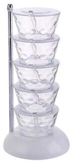 Multi-layer Kruidkruik Praktische Handige Draaibare Spice Case Kruiden Opbergdoos Container voor Restaurant Keuken Thuis wit 5 Layers