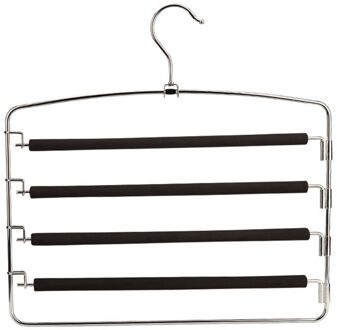 Multi-layer Metalen Broeken Slack Hangers Schuim Gevulde Swing Arm Broek Hangers Kledingkast Voor Broek Sjaal Opknoping zwart