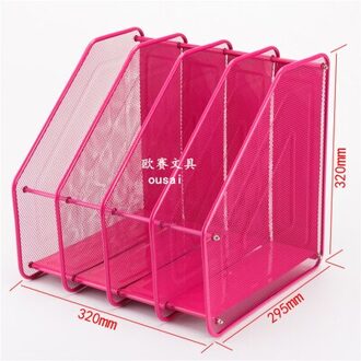 Multi-layer metalen office desktop bestand rack data sorteren map student organizer houder voor A4 document kantoorbenodigdheden 4 layers roze