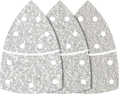 Multi-schuurpapierset met klittenband, geperforeerd Korrelgrootte 40, 80, 120 Hoekmaat 95 mm Wolfcraft 1189000 15 stuks