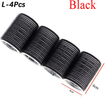 Multi Size Black Self Grip Haar Rollen Pro Salon Kappers Krulspelden Haar Sticky Cling Stijl Voor DIY Haar Styling zwart L-4stk