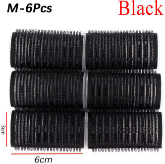 Multi Size Black Self Grip Haar Rollen Pro Salon Kappers Krulspelden Haar Sticky Cling Stijl Voor DIY Haar Styling zwart M-6stk