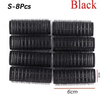Multi Size Black Self Grip Haar Rollen Pro Salon Kappers Krulspelden Haar Sticky Cling Stijl Voor DIY Haar Styling zwart S-8stk