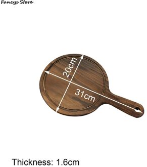 Multi-Size Houten Ronde Lade Barbecue Westerse Steak Plaat Massief Houten Pizza Plaat-Brandende Kleur Dessert Diner Plaat servies 3