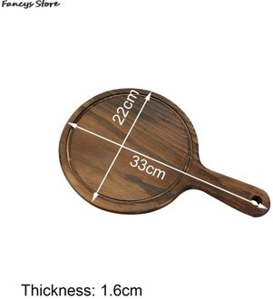 Multi-Size Houten Ronde Lade Barbecue Westerse Steak Plaat Massief Houten Pizza Plaat-Brandende Kleur Dessert Diner Plaat servies 4