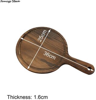 Multi-Size Houten Ronde Lade Barbecue Westerse Steak Plaat Massief Houten Pizza Plaat-Brandende Kleur Dessert Diner Plaat servies 5