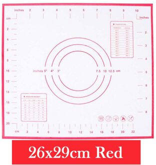 Multi-Size Non-Stick Siliconen Bakken Mat Met Schaal Rolling Deeg Pad Kneden Mat Keuken Koken Pastry Sheet Oven liner 26x29cm rood
