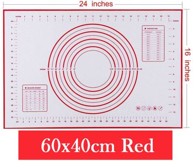 Multi-Size Non-Stick Siliconen Bakken Mat Met Schaal Rolling Deeg Pad Kneden Mat Keuken Koken Pastry Sheet Oven liner 60x40cm rood