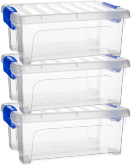 Multi Storage Opslagbox met deksel - 3x - transparant - 8 liter - 36 x 25 x 14 cm - kunststof