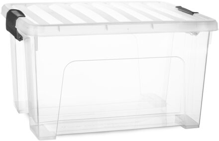 Multi Storage Opslagbox met deksel - transparant - 25 liter - 43 x 25 x 34 cm - kunststof