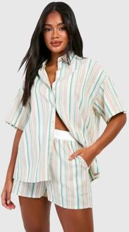 Multi Stripe Linen Look Shorts, Stone - 38
