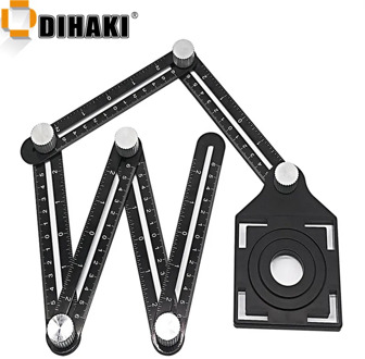 Multi Template 6-Sided Angle Measuring Ruler Folding Rulers Tool with Tile Positioning Aperture Ruler Woodworking Gauges Tool