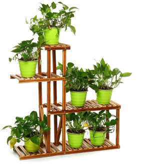 Multi Tier Flower Plant Holder Stand Rack With Wheel Wood Shelves balcony flower rack Plant stand Garden Bonsai Display Shelf