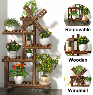 Multi-Tier Wooden Plant Flower Rack Plants Shelf Flower Stand Shelves Bonsai Display Shelf Yard Garden Outdoor Decor L-Shaped