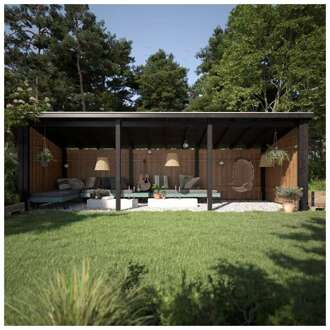 Multi tuinhuis open 14 m2 onbehandeld incl dakleer/alu strips 218 x 635 x 220 cm | Type B Bruin