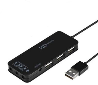 Multi Usb Sound Adapter Microfoon 7.1 Kanaals Geluid Kaarten Interface Splitter Usb Hub 2.0 3 Poorten Kaartlezer Voor Laptop pc zwart