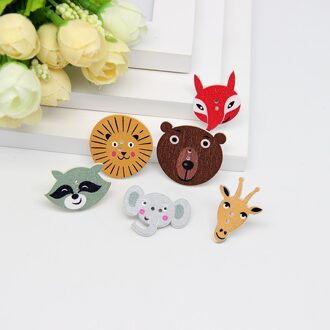 Multicolor 50 Stuks 2 Gaten Gemengde Animal Houten Decoratieve Knoppen Fit Naaien Scrapbooking Ambachten