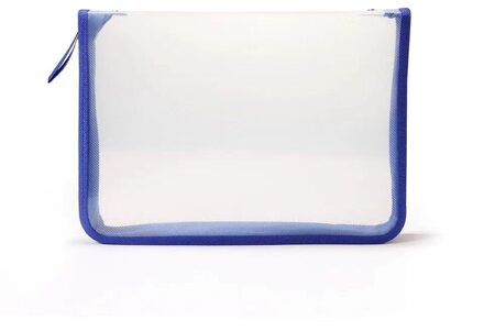 Multicolor A4 Rits Map Waterdichte Opbergtas Verdikte Bestand Zak Transparant Twill Informatie Kit Student Kantoorbenodigdheden blauw