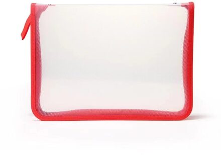 Multicolor A4 Rits Map Waterdichte Opbergtas Verdikte Bestand Zak Transparant Twill Informatie Kit Student Kantoorbenodigdheden rood