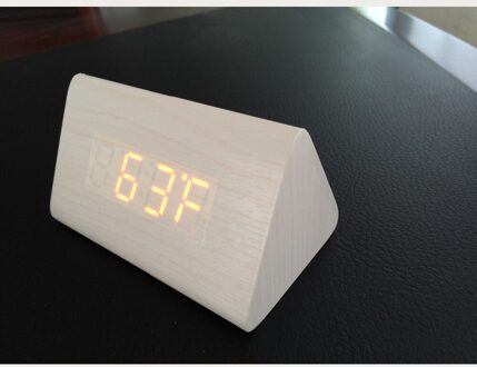 Multicolor Geluid Controle Houten Hout Vierkante Led Wekker Desktop Tafel Digitale Thermometer Houten Usb/Aaa Datum Display rood digitaal