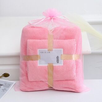 Multicolor Handdoek Huishoudelijke Badkamer Microfiber Solid Snel Droog Haar Gezicht Handdoek Absorberende Coral Fluwelen Badhanddoek Pak roze