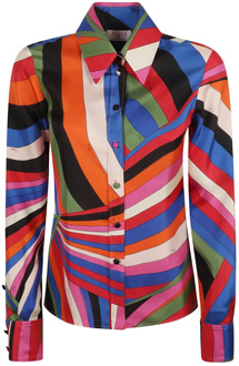 Multicolor Iride Print Zijden Shirt Emilio Pucci , Multicolor , Dames