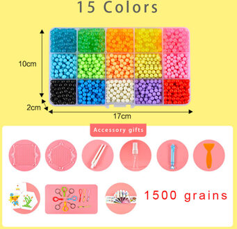 Multicolor puzzels kralen speelgoed magic DIY handgemaakte water sticky bead set educatief speelgoed kinderen 15kleuren 1500 grains