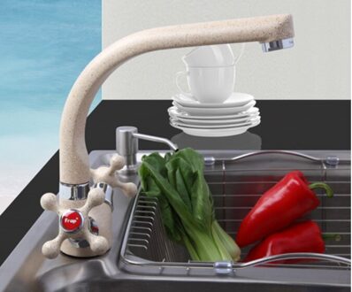 Multicolor Spuiten Aanrecht Kraan Koud En Warm Water Mengkraan Kraan Torneira Dubbel Handvat 360 Rotatie 001