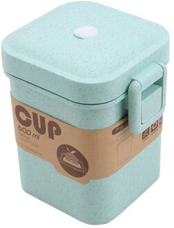 Multicolor Tarwe Stro Soep Cup Anti-Broeien Magnetron Vierkante Gesp Verzegelde Soep Tank Keuken Servies groen