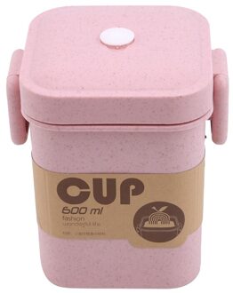Multicolor Tarwe Stro Soep Cup Anti-Broeien Magnetron Vierkante Gesp Verzegelde Soep Tank Keuken Servies roze