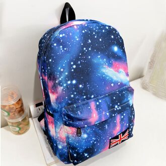 Multicolor Vrouwen Canvas Rugzak Stijlvolle Galaxy Star Universe Space Backpack School Rugzak Mochila Feminina # Yj blauw