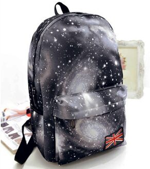 Multicolor Vrouwen Canvas Rugzak Stijlvolle Galaxy Star Universe Space Backpack School Rugzak Mochila Feminina # Yj zwart