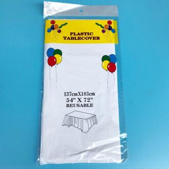 Multicolor Waterdichte Tafelkleed Plastic Wegwerp Tafelkleden Olie Proof Tafelkleed Party Catering Evenementen Servies 137*183cm wit