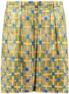 Multicolor Zijden Bermuda Shorts voor Heren Marni , Green , Heren - Xl,L,M,S