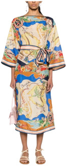 Multicolor zijden midi-jurk met nautische print Zimmermann , Multicolor , Dames - L,S