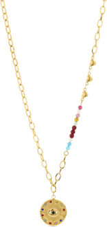 Multicolour Crystal Halsketting afgewerkt in 18K geel goud - Targey - maat Veelkleurig