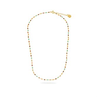 Multicolour Hydrothermale Kwarts collier afgewerkt in 18K geelgoud - Nespo - maat Veelkleurig