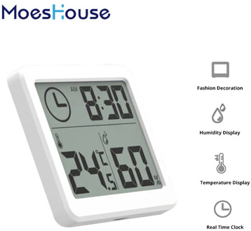 Multifunction Thermometer Hygrometer Automatic Electronic Temperature Humidity Monitor Clock 3.2inch Large LCD Screen