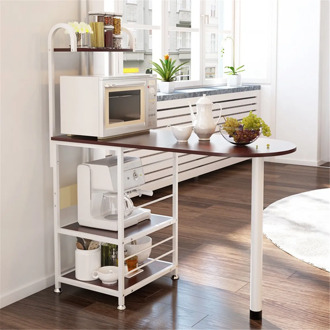 Multifunction Wooden Bar Table Multi Layers Kitchen Cocktail Microwave Storage Rack Shelf Stand Home Bar Furniture 110x50x127cm