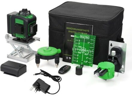 Multifunctional 4D 16 Lines Laser Level Self-leveling Function Leveling Tool for Construction and Picture Hanging Remote Control Come with Tripod Interface and Carry Box