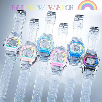 Multifunctional children's Sports Electronic Watch LED Waterproof Alarm Clock Date Kids Watches Transparent Strap Digital Watch
